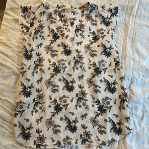 LOFT sleeveless white top with floral print